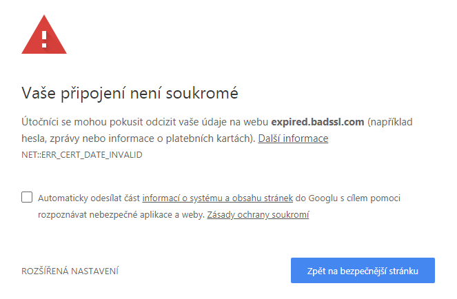 Abgelaufenes SSL-Zertifikat (Chrome)