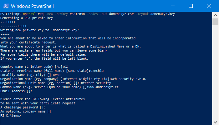 OpenSSL - allgemeines Zertifikat