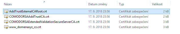 CRT-Dateien des ausgestellten SSL-Zertifikats